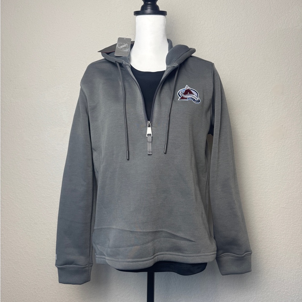 NWT Women's Colorado Avalanche Antigua Pewter Contemporary Quarter-Zip Hoodie